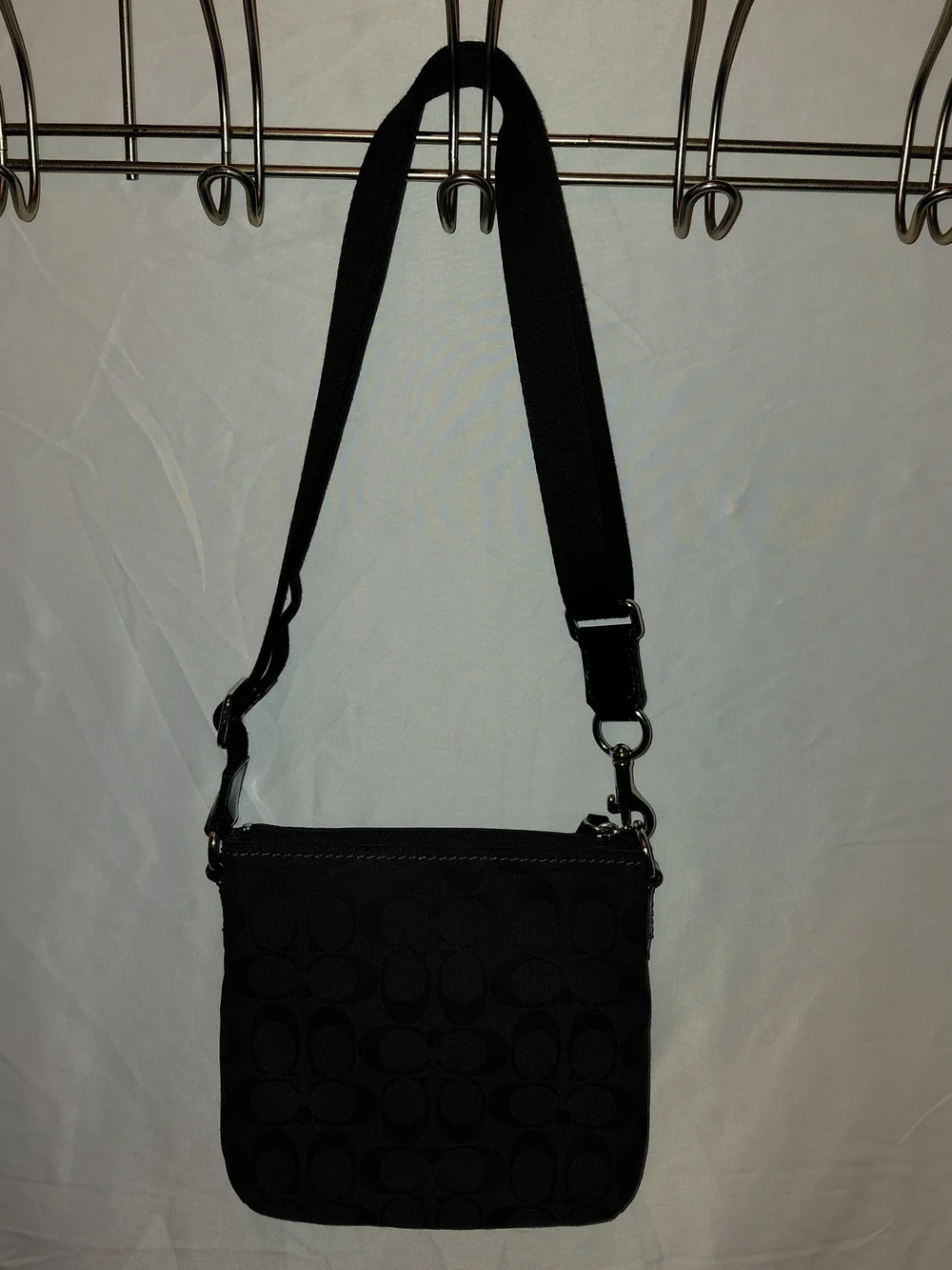 Coach Gray and Black Signature Canvas Messenger Bag